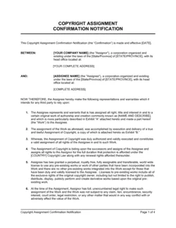 Copyright Assignment Confirmation Notification