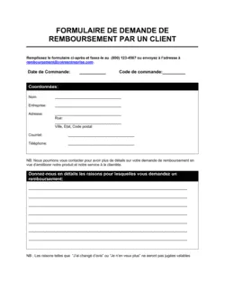 Formulaire de demande de remboursement