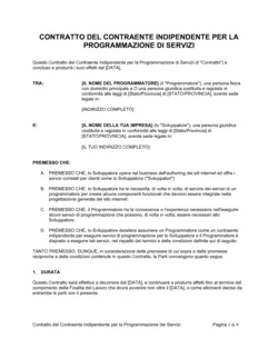 Contratto del contraente  indipendente per la programmazione di servizi