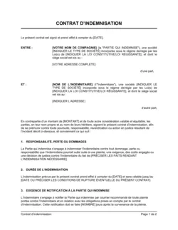 Contrat d'indemnisation