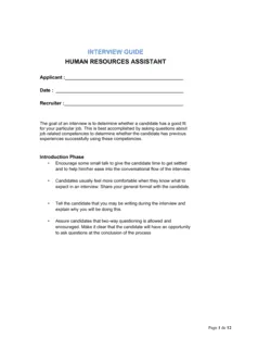 Interview Guide Human Resources Assistant