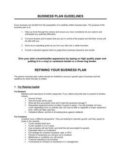 Business Plan Guidelines