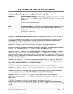 Software Distribution Agreement  Long Form