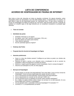 Listas de Conferência Acordo de Hospedagem de Website