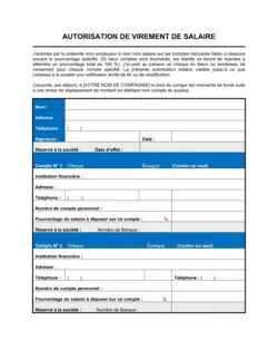 Autorisation de virement de salaire