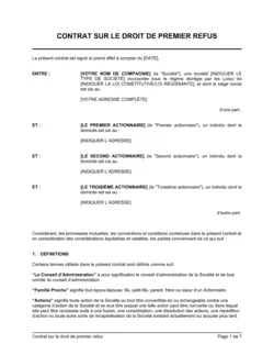 Contrat sur droit de premier refus