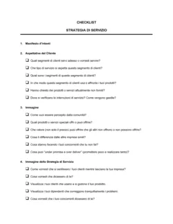 Checklist Strategia di servizio