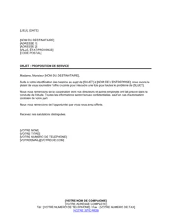 Lettre de proposition de service