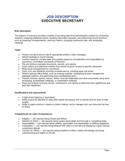 Executive Secretary Job Description