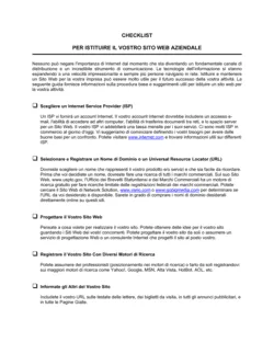 Checklist Per istituire un sito web