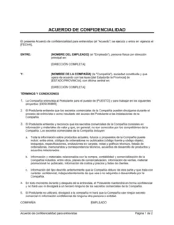 Acuerdo de confidencialidad para entrevistas