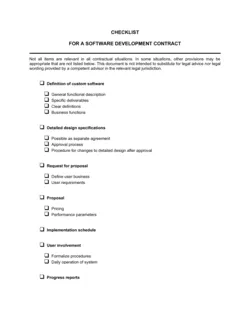 Checklist Software Development Contract