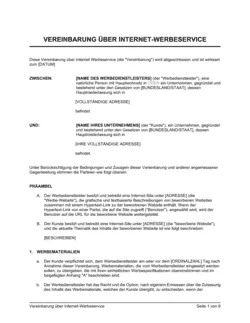 Vereinbarung über Internet-Werbeservice