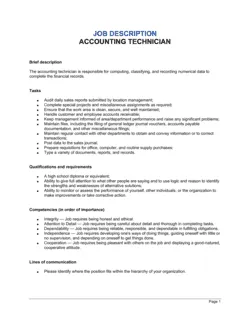 Accounting Technician Job Description