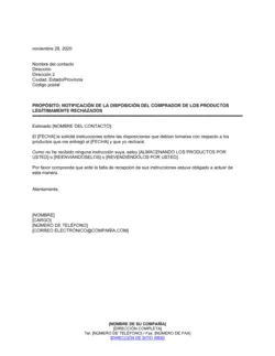 Notificación de la disposición del comprador de productos legítimamente rechazados