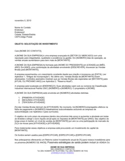 Carta de Pedido para um Investimento Equitativo