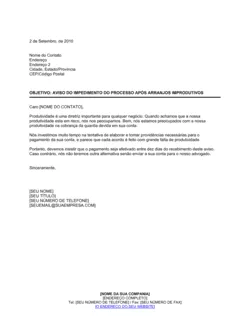 Aviso de Impedimento de Processo Após Arranjo Não Produtivo