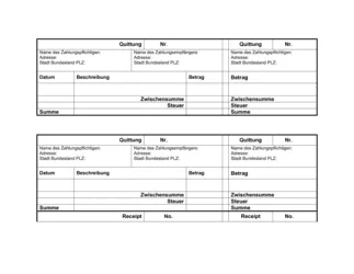 Quittung für Waren oder Dienstleistungen