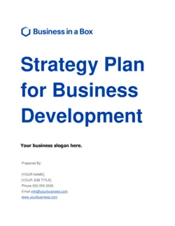 Strategy Plan For Business Development