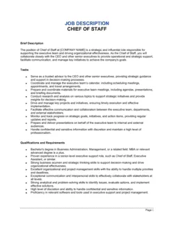 Chief Of Staff Job Description