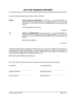 Acte de cession foncière version 2