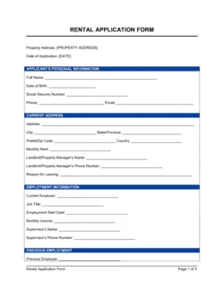 Rental Application Form