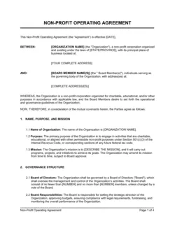 Non-Profit Operating Agreement