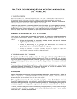 Política de Prevenção de Violência no Local de Trabalho