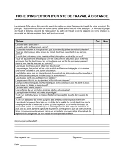 Fiche d'inspection de site de travail à distance