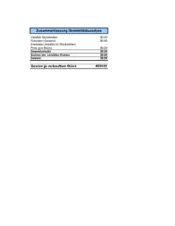 Rentabilitäts und Gewinn Volumen_Kosten_Analyse