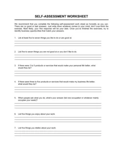 Worksheet Self-Assessment