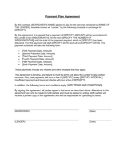 Payment Plan Agreement