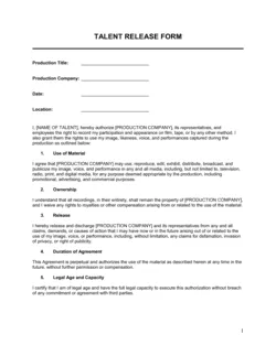 Talent Release Form