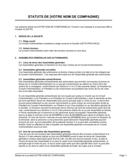 Statuts constitutifs de société