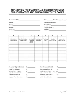 Sworn Statement for Contractor