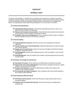 Checklist Internal Audit