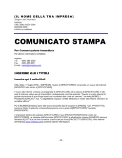 Comunicato stampa  nuovo sito internet