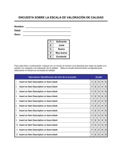 Encuesta sobre la escala de valoración de calidad