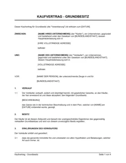 Kaufvertrag - Grundbesitz - Kurzformular