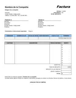 Factura de ventas - Excel