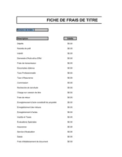 Fiche de frais de traite