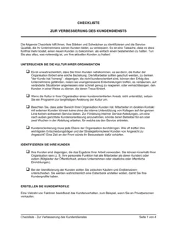 Checkliste - Zur Verbesserung des Kundendienstes