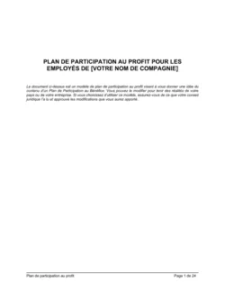 Plan de participation au profit