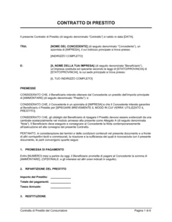 Contratto di prestito azionisti alla società