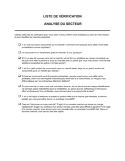 Liste de vérification Analyse du secteur