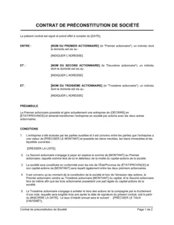 Contrat de préconstitution de société