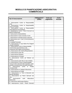 Modulo di pianificazione assicurativa commerciale