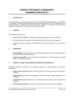 Energy Efficiency and Resource Conservation Policy