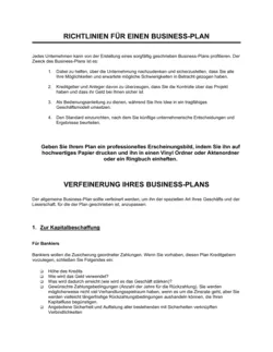 Richtlinien für einen Business-Plan