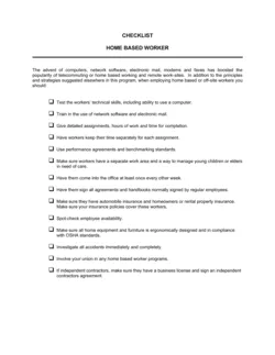 Checklist Home Based Employee